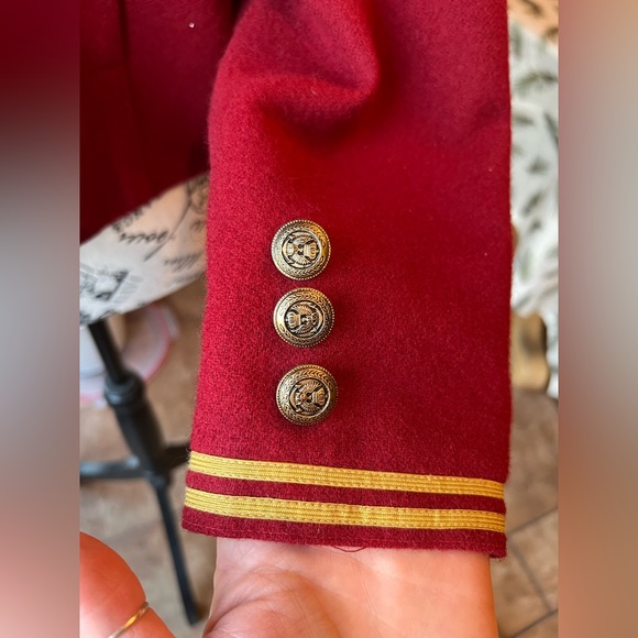 VINTAGE Double D Ranch Western Military Festival Fringe Beaded Wool Red Jacket - Picture 7 of 11